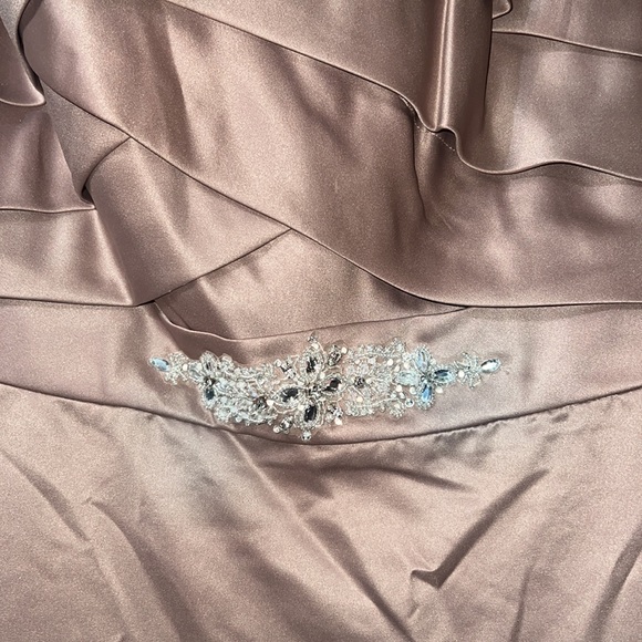 NWT Bride’s Magazine JORDAN Suede ( tan) Strapless Dress SZ 10 - Picture 6 of 6